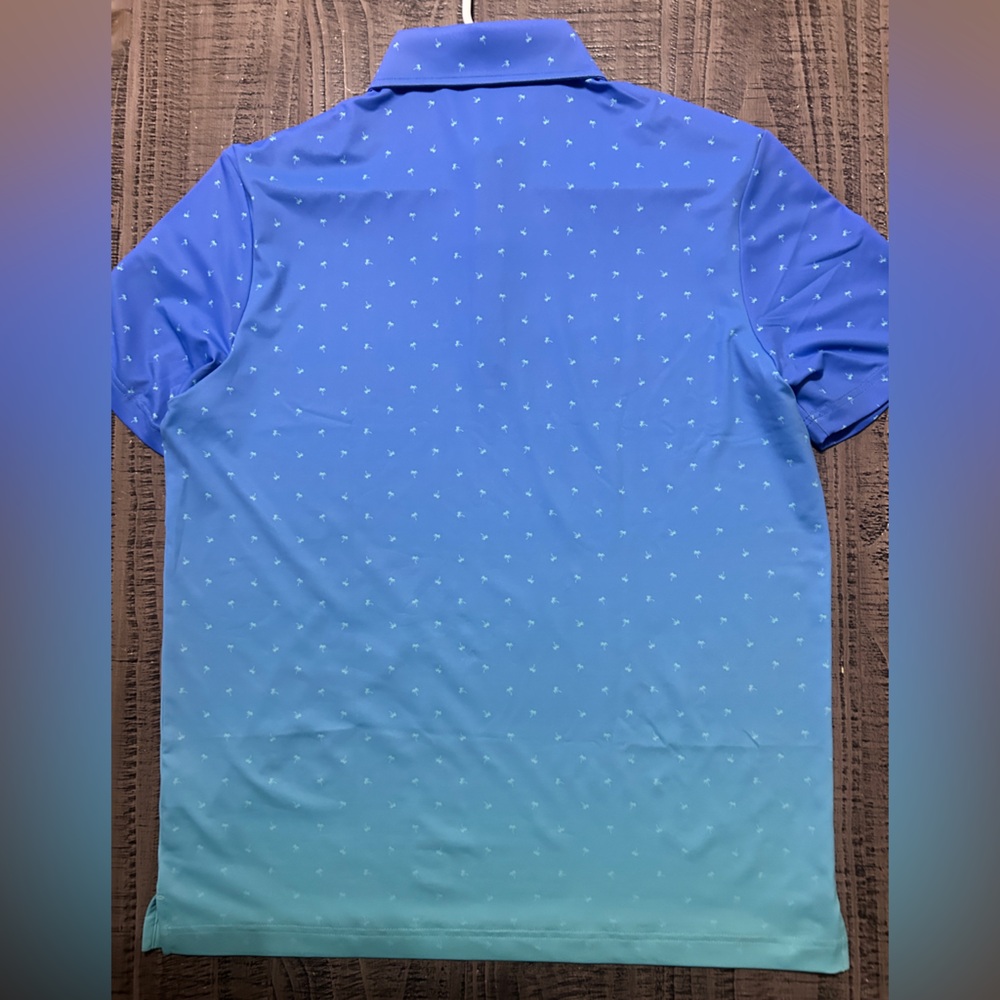 Stylish Blue Green Gradient Polo Shirt for Men Size Medium - Picture 11 of 11